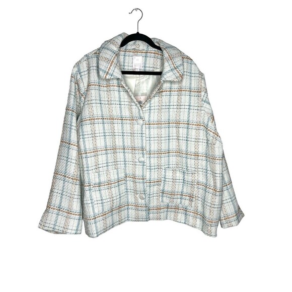Lauren Conrad Jacket Womens Size 4X Button Wool Long Sleeve Pockets Crop Tweed - Picture 1 of 5